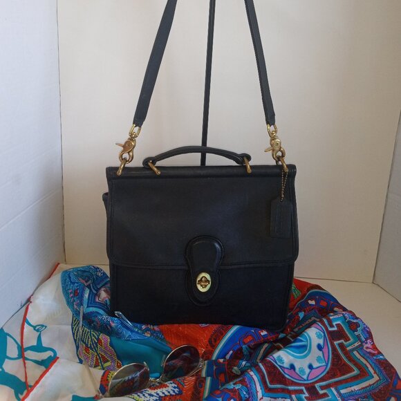 Iconic COACH Vintage 9927 WILLIS Messenger Bag Black Leather 2003 - Picture 2 of 16